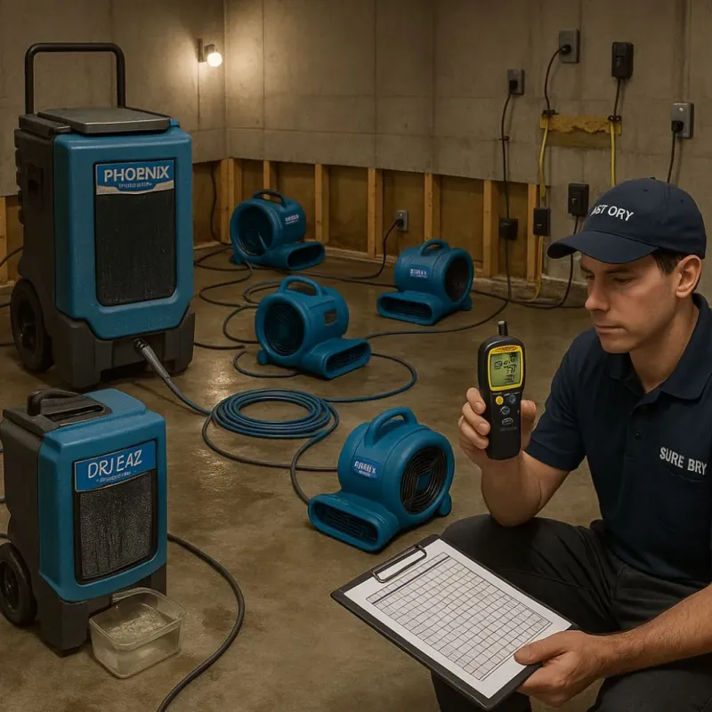 Structural Drying and Dehumidification process in East Falmouth, MA